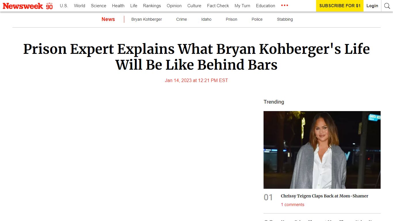 Prison Expert Explains What Bryan Kohberger's Life Will Be ... - Newsweek